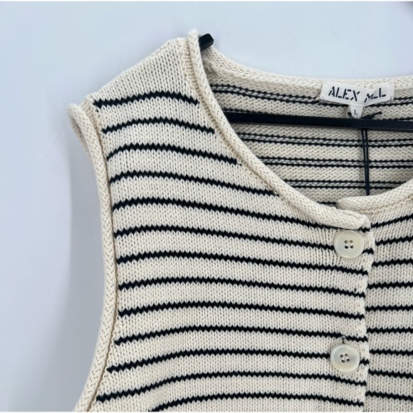 Alex Mill Bridget Striped Knit Vest In Ivory Black - Picture 4 of 7